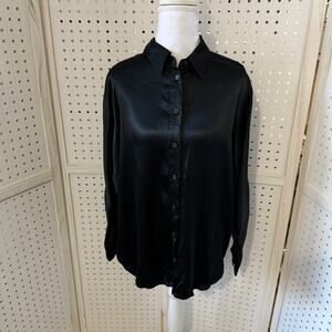 Madewell Black Button Front Blouse Long Sleeve‎ Size M